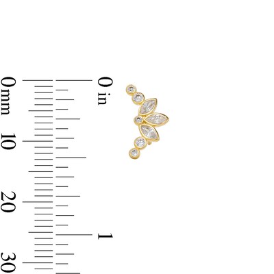 10K Solid Gold CZ Bezel Crawler Studs