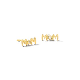 10K Solid Gold CZ MOM Studs