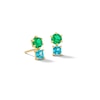 10K Solid Gold Blue and Green CZ Studs