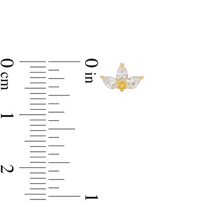 10K Solid Gold CZ Triple Pear Studs