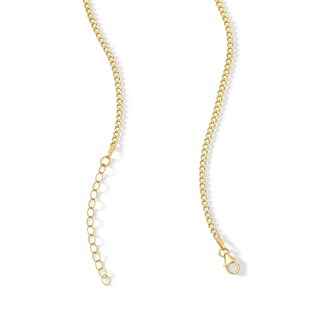 10K Hollow Gold CZ Bezel Set Thin Curb Chain - 18"