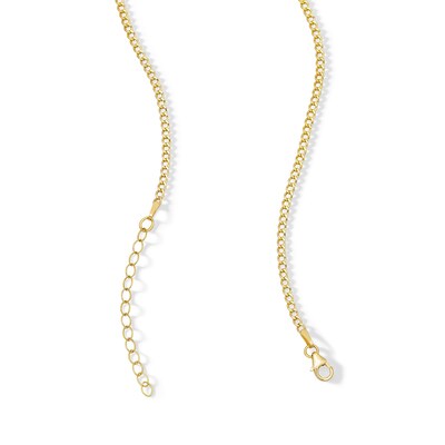 10K Hollow Gold CZ Bezel Set Thin Curb Chain - 18"