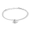 Thumbnail Image 1 of Sterling Silver CZ Bead Chain Heart Charm Bracelet