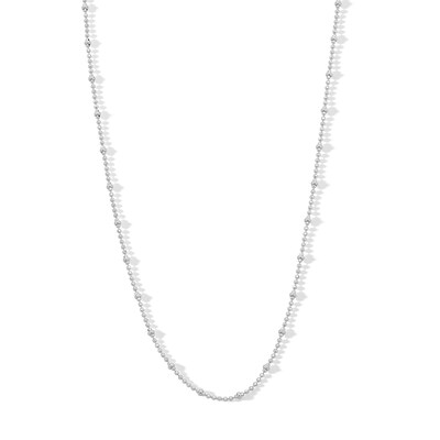 Child's Sterling Silver Diamond-Cut Beaded Saturn Chain Made in Italy - 15"