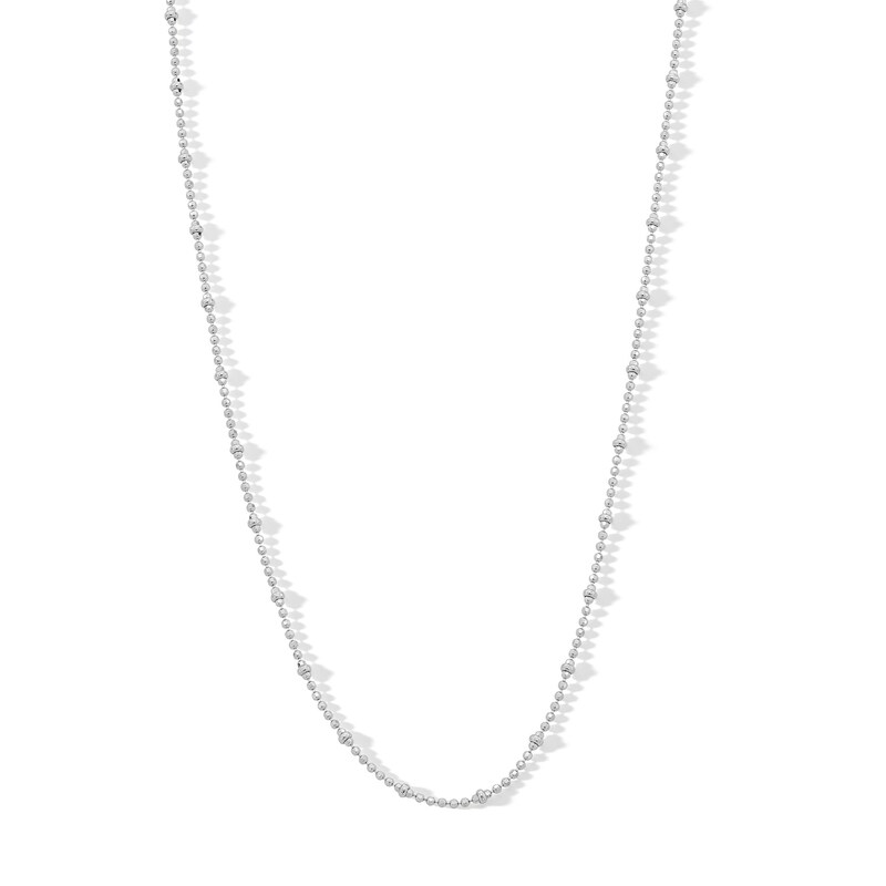 Child's Sterling Silver Diamond-Cut Beaded Saturn Chain Made in Italy - 15"