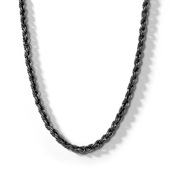 ​​​​​​​Sterling Silver Gunmetal Rope Chain Made in Italy - 20"