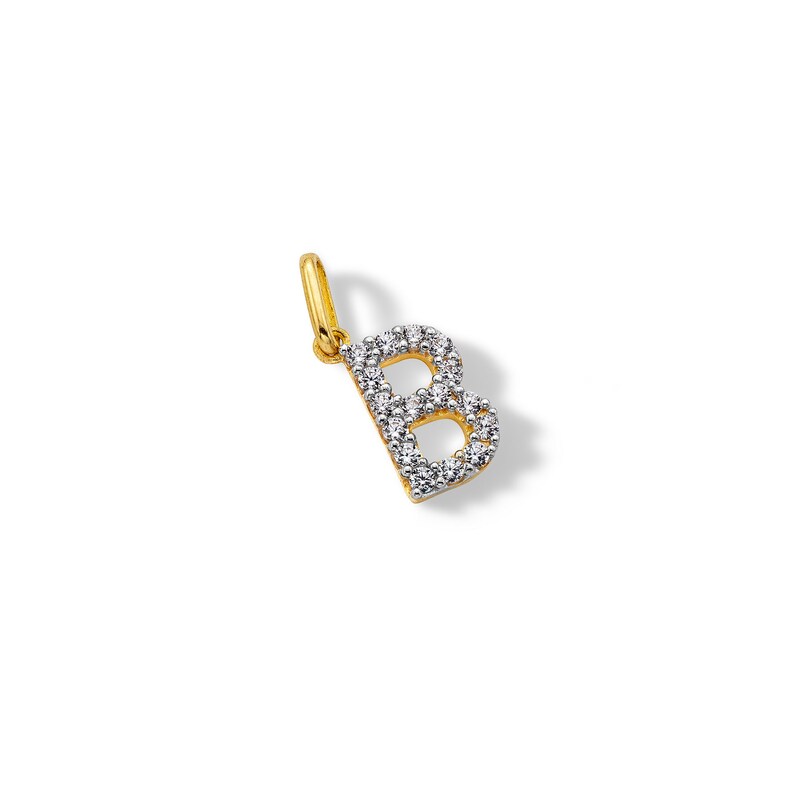 10K Solid Gold CZ B Initial Charm