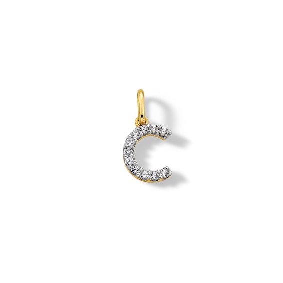 10K Solid Gold CZ C Initial Charm