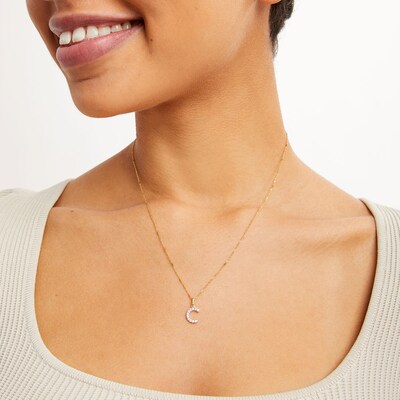 10K Solid Gold CZ C Initial Charm