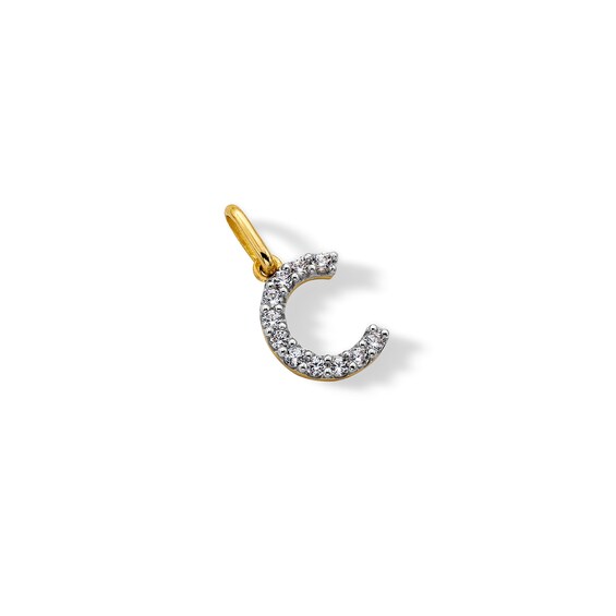 10K Solid Gold CZ C Initial Charm