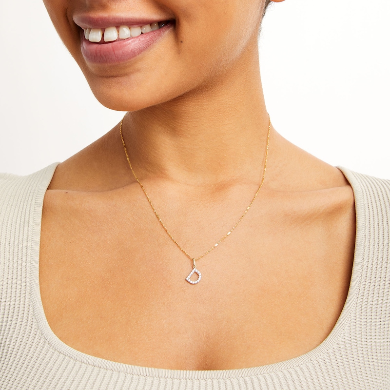 Main Image 2 of 10K Solid Gold CZ D Initial Charm