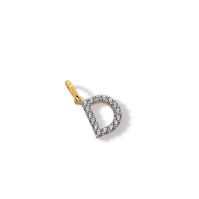 10K Solid Gold CZ D Initial Charm