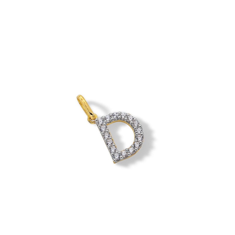Main Image 3 of 10K Solid Gold CZ D Initial Charm