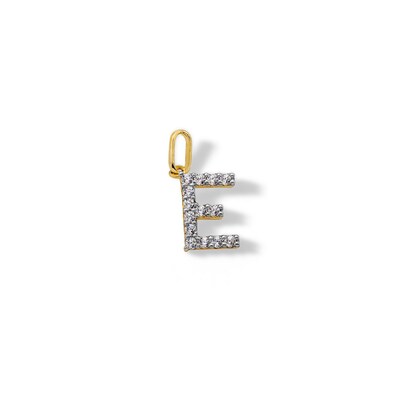 10K Solid Gold CZ E Initial Charm