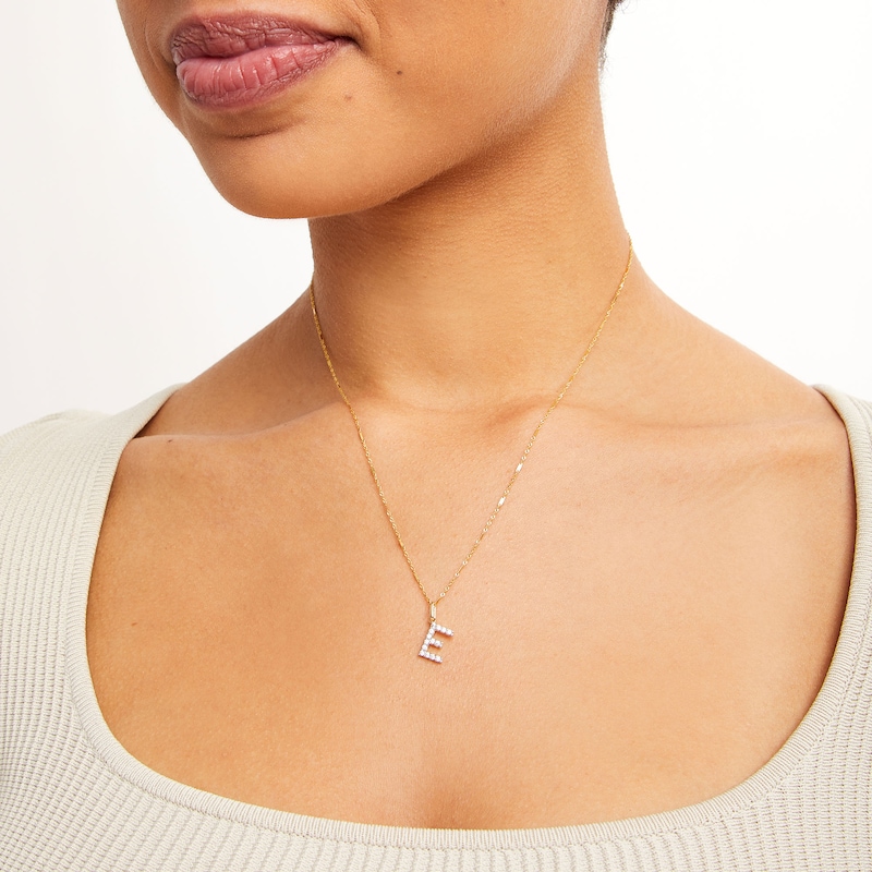 Main Image 2 of 10K Solid Gold CZ E Initial Charm