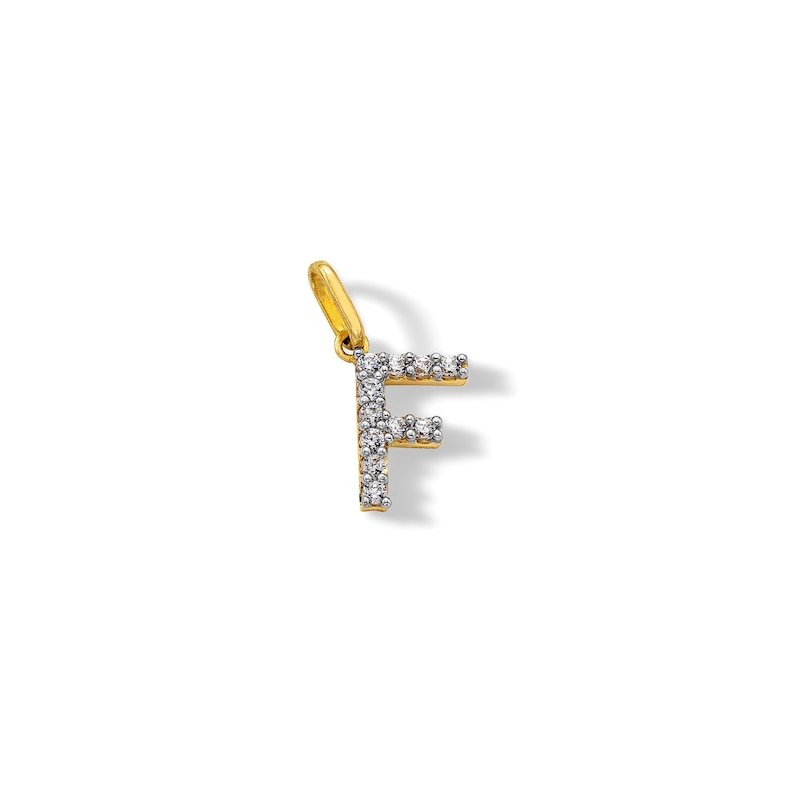 10K Solid Gold CZ F Initial Charm