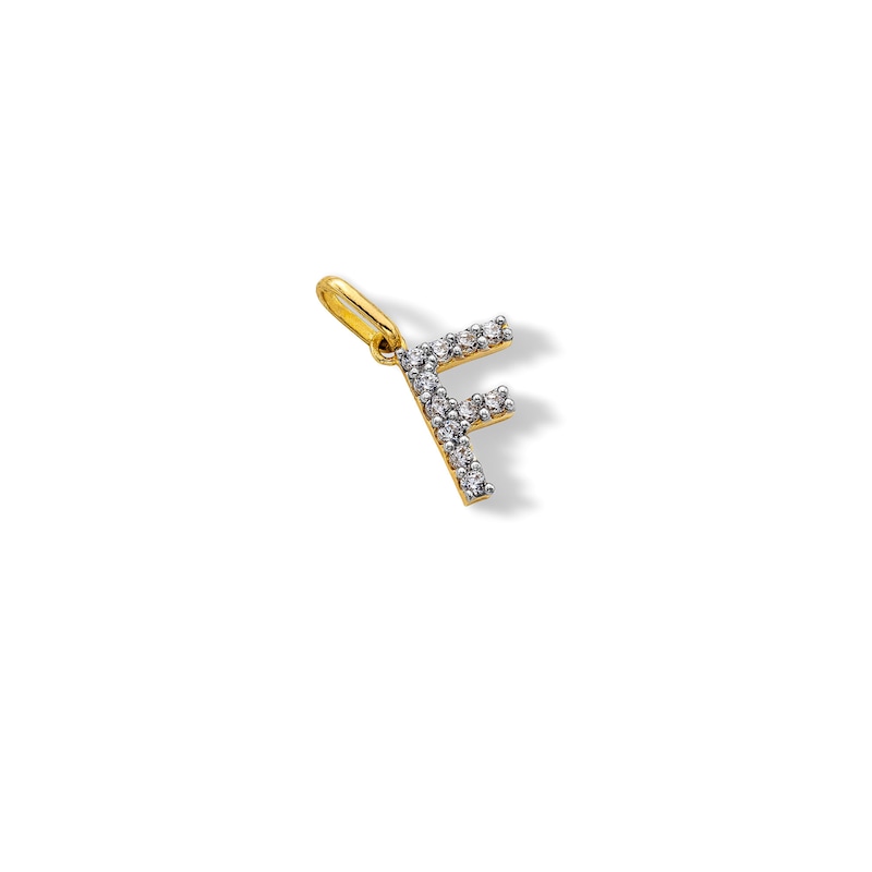 Main Image 3 of 10K Solid Gold CZ F Initial Charm