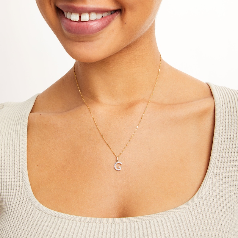 Main Image 2 of 10K Solid Gold CZ G Initial Charm