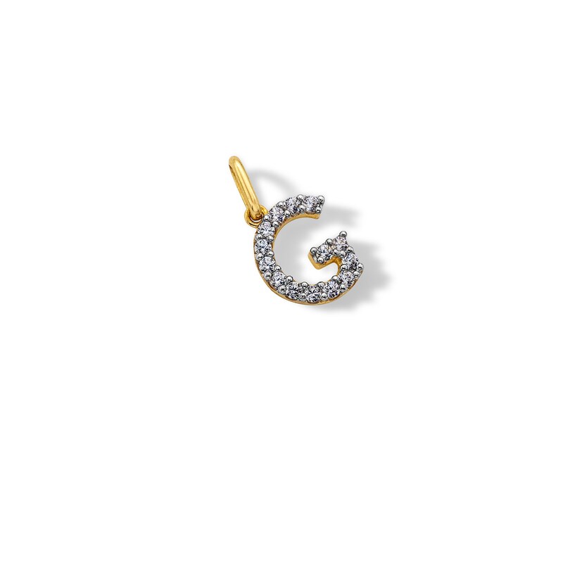 Main Image 3 of 10K Solid Gold CZ G Initial Charm