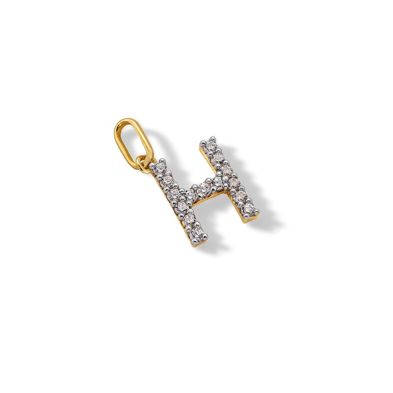 10K Solid Gold CZ H Initial Charm