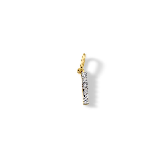 10K Solid Gold CZ I Initial Charm
