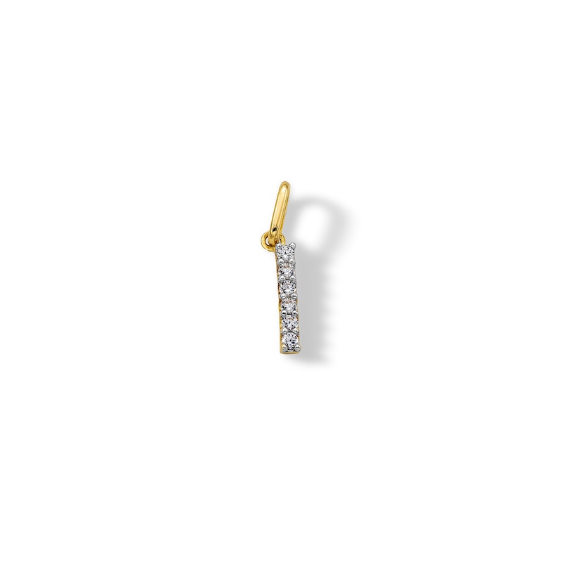 10K Solid Gold CZ I Initial Charm