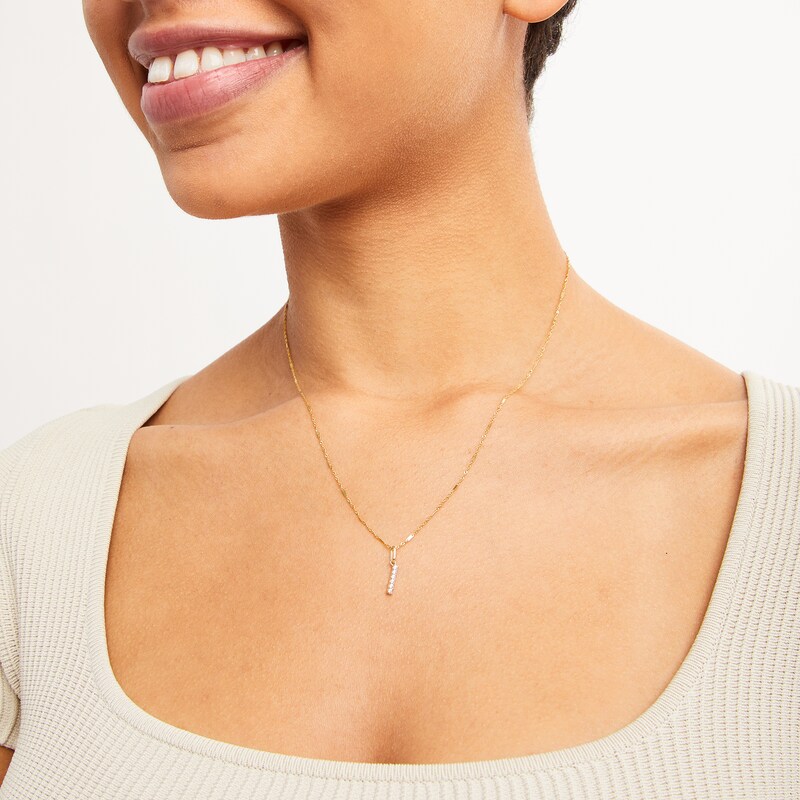 Main Image 2 of 10K Solid Gold CZ I Initial Charm