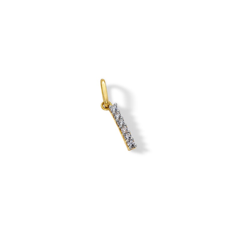 10K Solid Gold CZ I Initial Charm