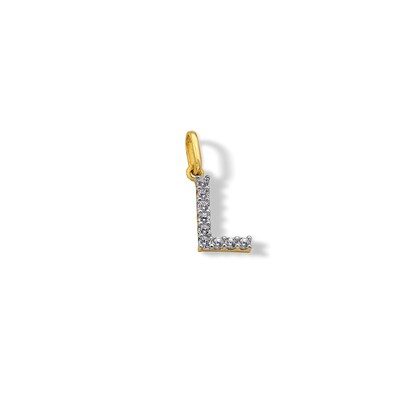 10K Solid Gold CZ L Initial Charm