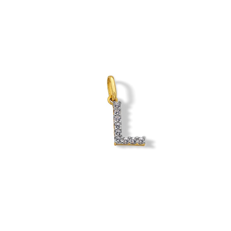 10K Solid Gold CZ L Initial Charm