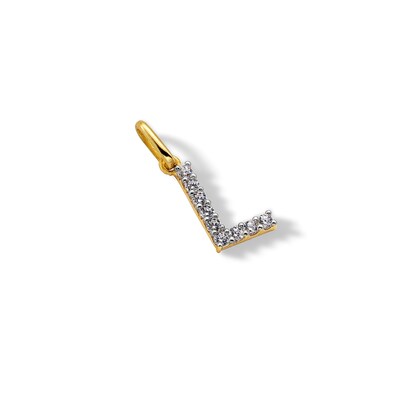 10K Solid Gold CZ L Initial Charm