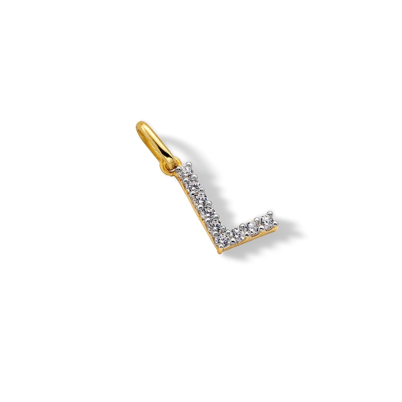 Main Image 3 of 10K Solid Gold CZ L Initial Charm