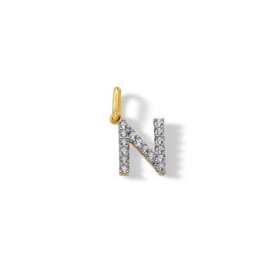 10K Solid Gold CZ N Initial Charm