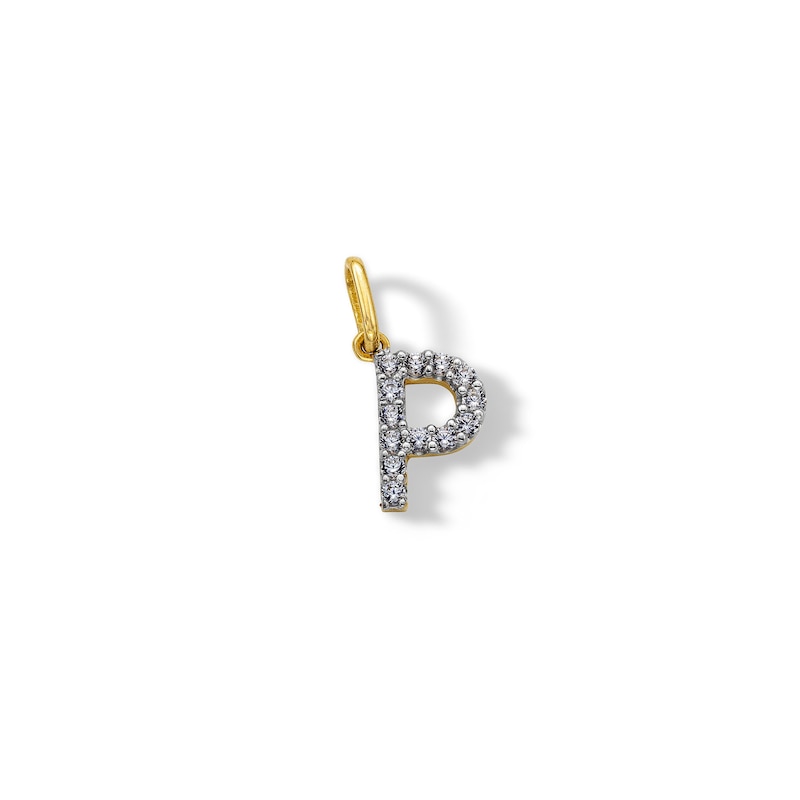 10K Solid Gold CZ P Initial Charm