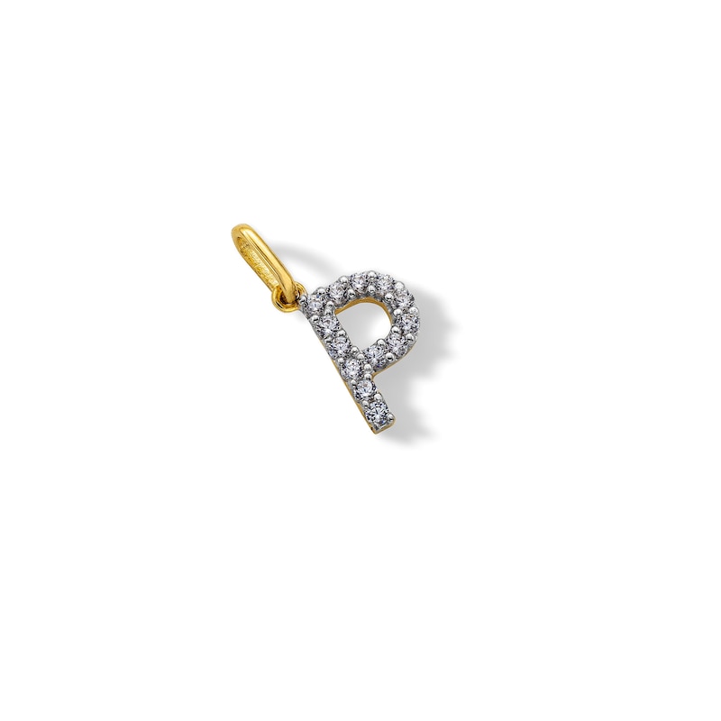 10K Solid Gold CZ P Initial Charm
