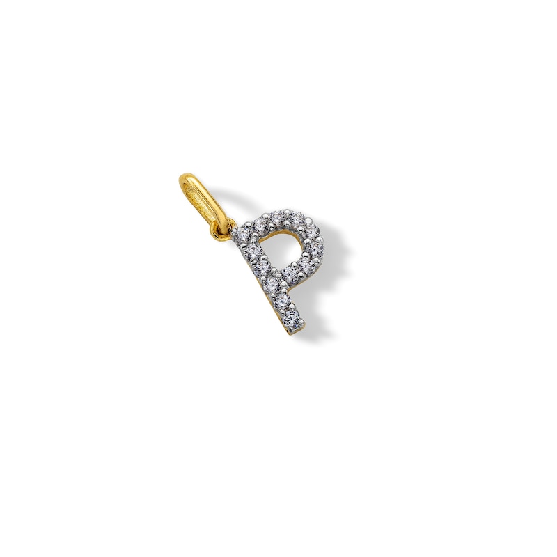 Main Image 3 of 10K Solid Gold CZ P Initial Charm