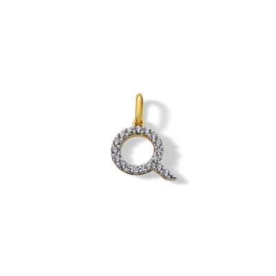 10K Solid Gold CZ Q Initial Charm