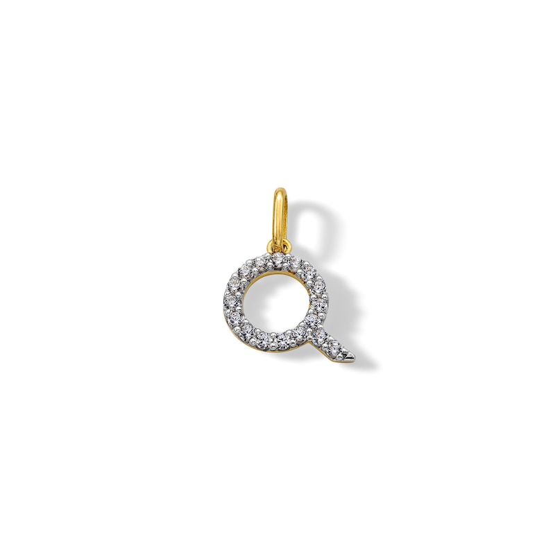 10K Solid Gold CZ Q Initial Charm