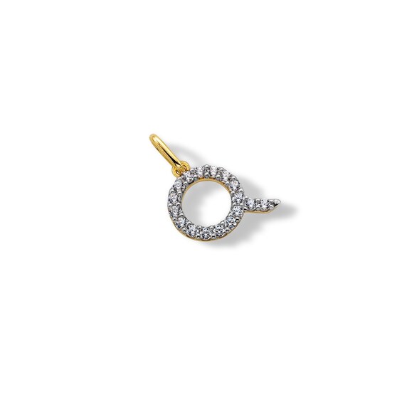 10K Solid Gold CZ Q Initial Charm