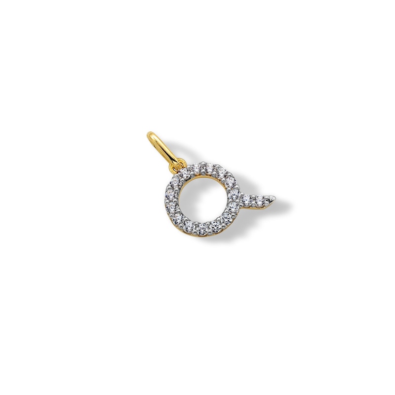 10K Solid Gold CZ Q Initial Charm