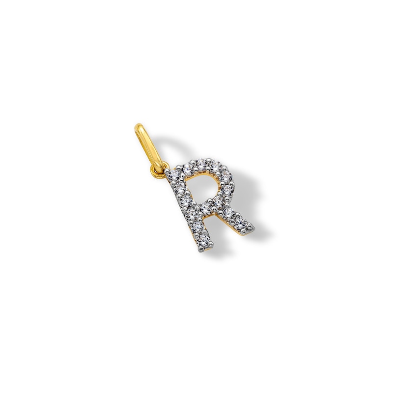 10K Solid Gold CZ R Initial Charm