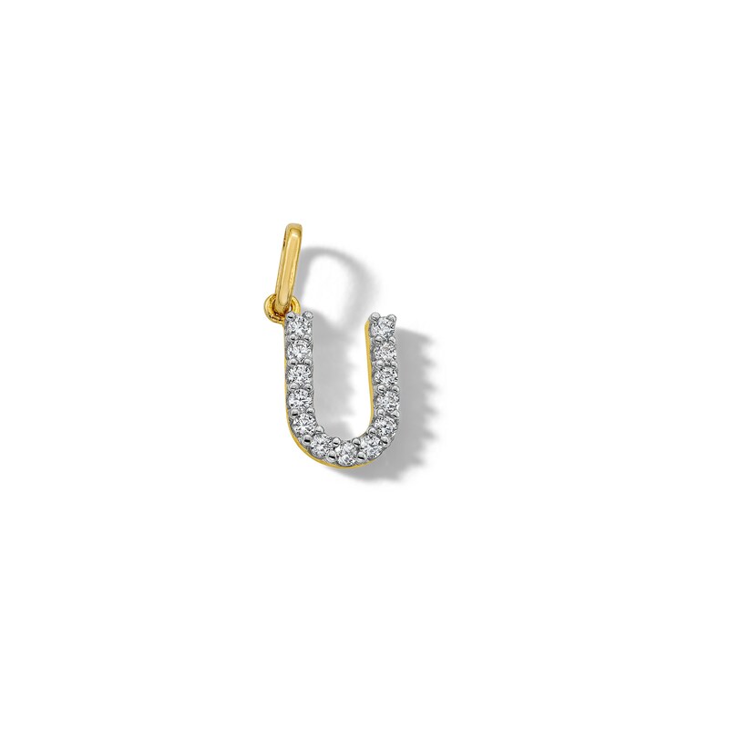 10K Solid Gold CZ U Initial Charm