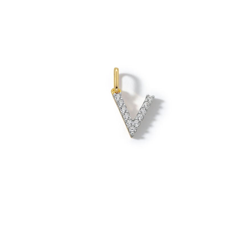 10K Solid Gold CZ V Initial Charm