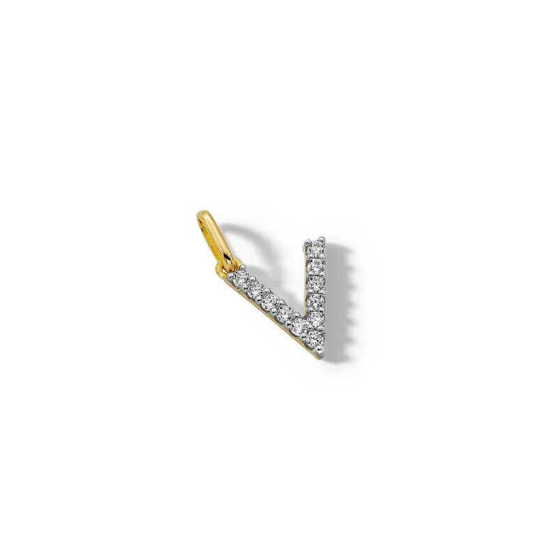 10K Solid Gold CZ V Initial Charm