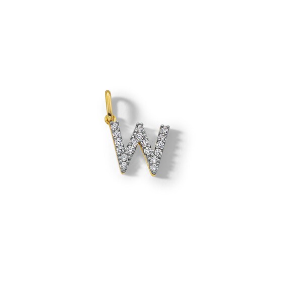 10K Solid Gold CZ W Initial Charm