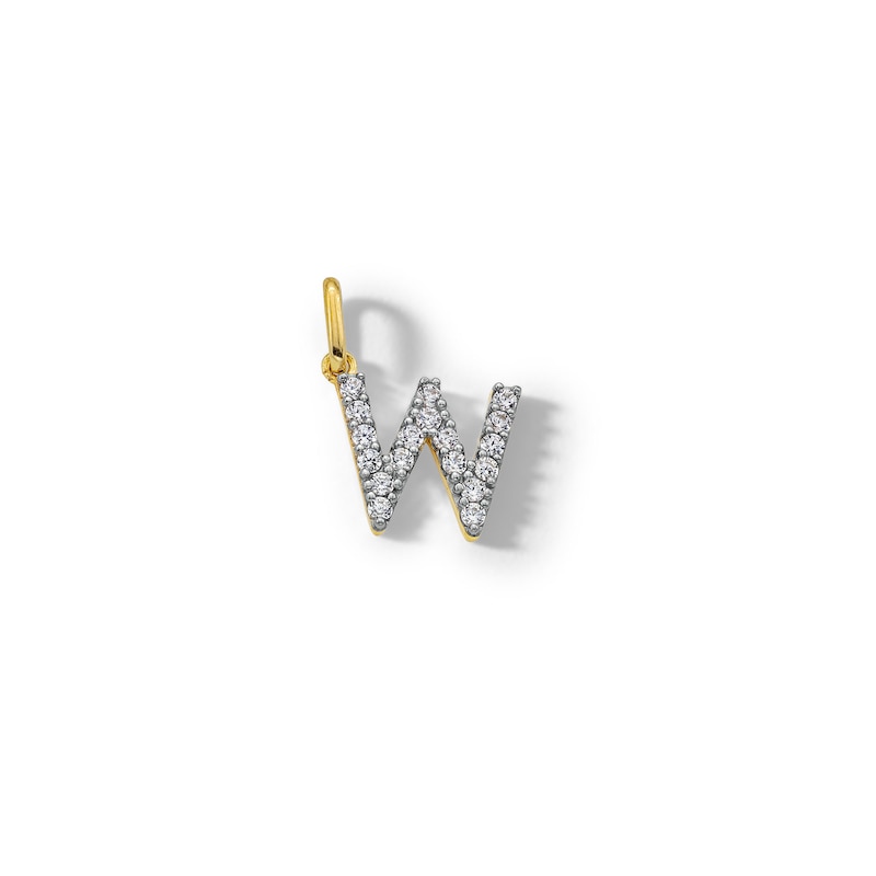 10K Solid Gold CZ W Initial Charm