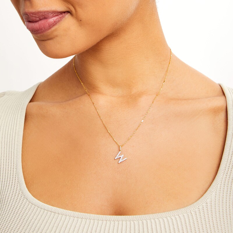 Main Image 2 of 10K Solid Gold CZ W Initial Charm