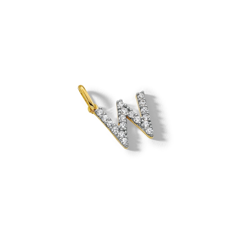 Main Image 3 of 10K Solid Gold CZ W Initial Charm