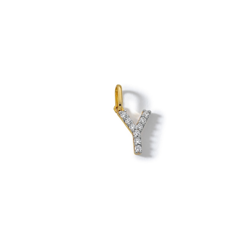 10K Solid Gold CZ Y Initial Charm