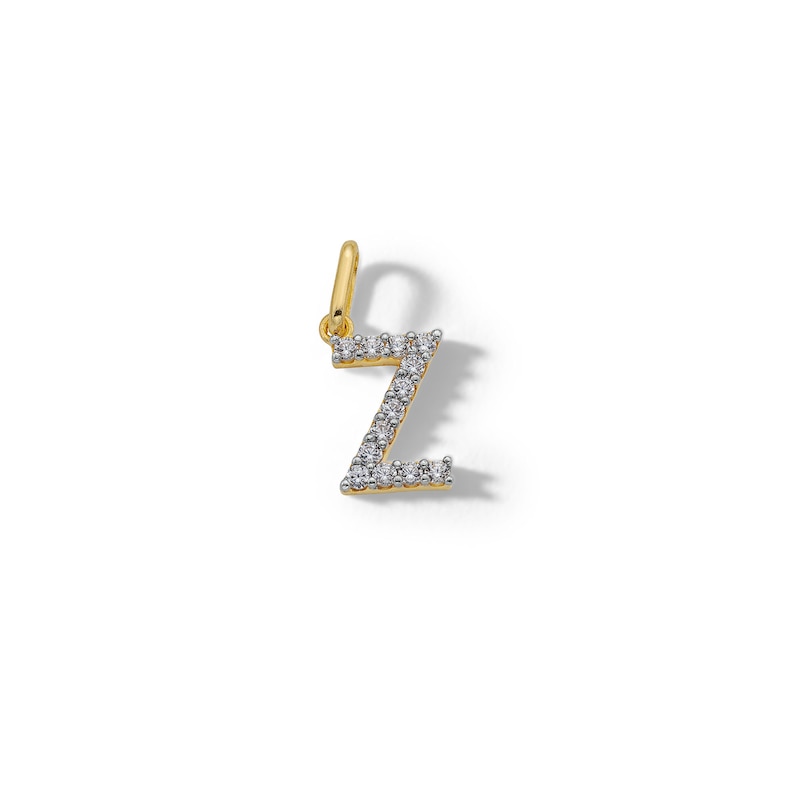 10K Solid Gold CZ Z Initial Charm